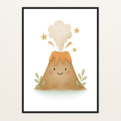 Vulkan Poster mit Holzrahmen von tinylearner