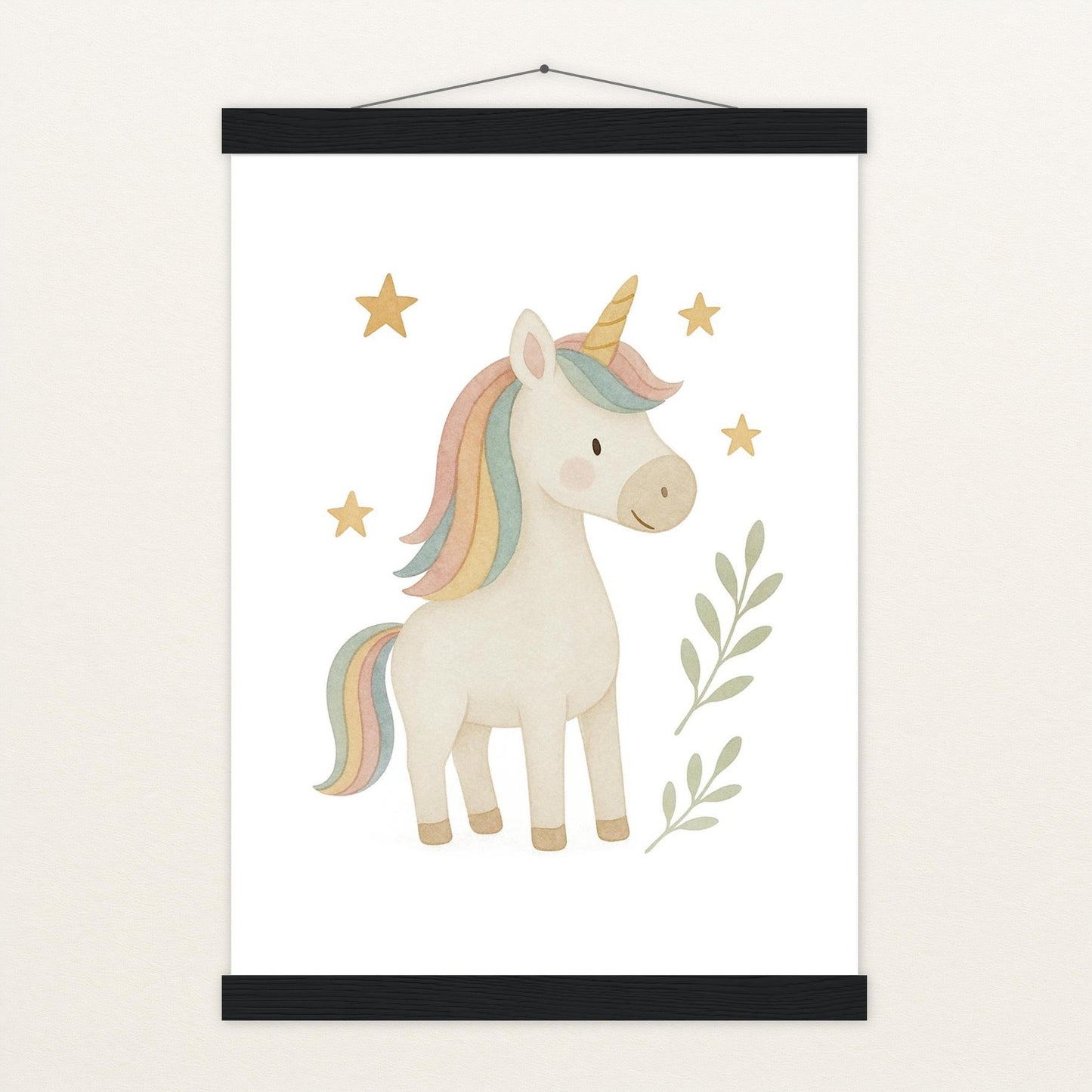 Luni das Einhorn Poster mit Leisten von tinylearner