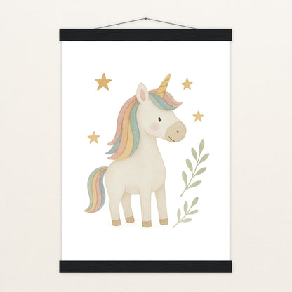 Luni das Einhorn Poster mit Leisten von tinylearner