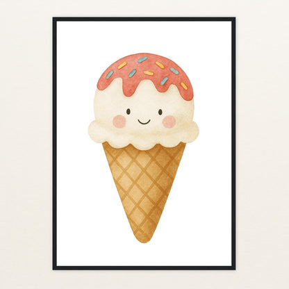 Süßes: Eiscreme Poster mit Holzrahmen von tinylearner