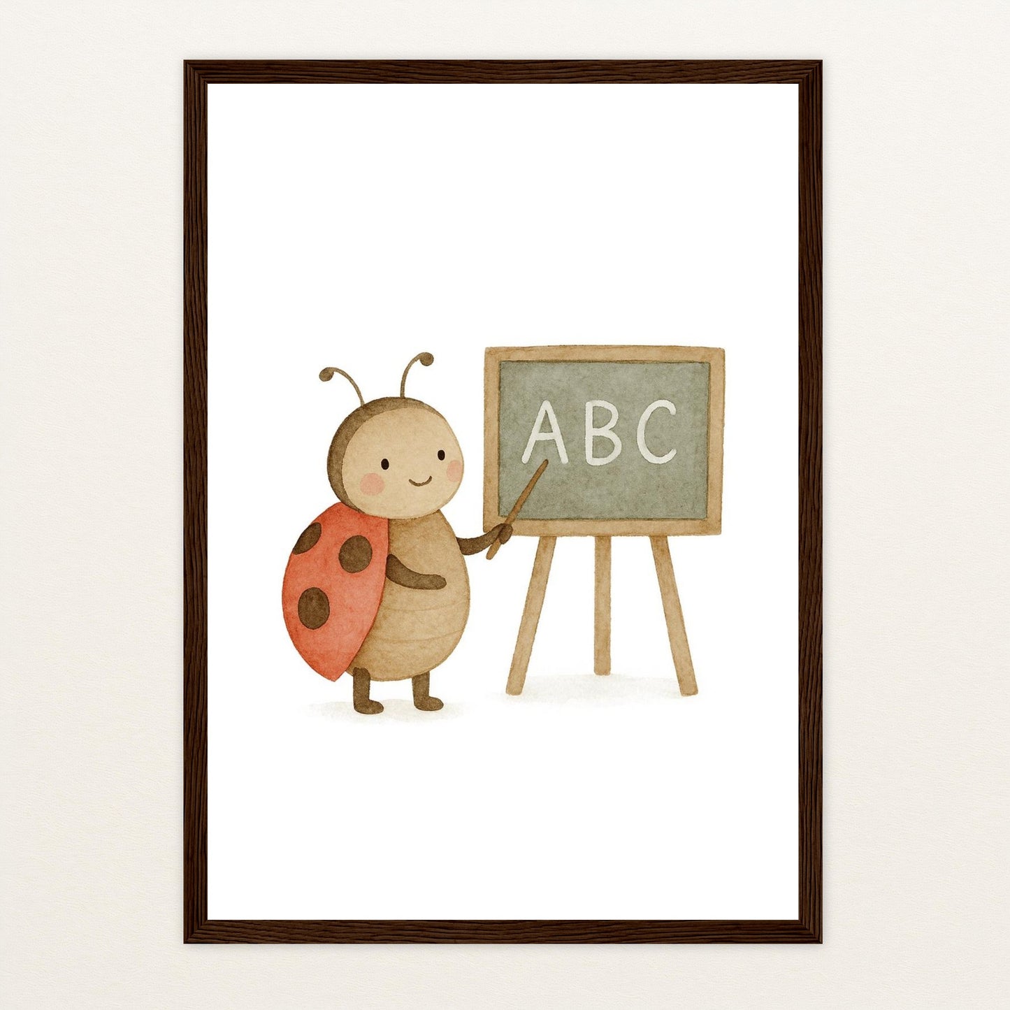 Marie der Marienenkäfer - Lehrer Poster mit Holzrahmen von tinylearner