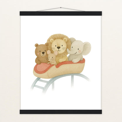 Tierfreunde - Motiv: "Achterbahn" Poster mit Leisten von tinylearner