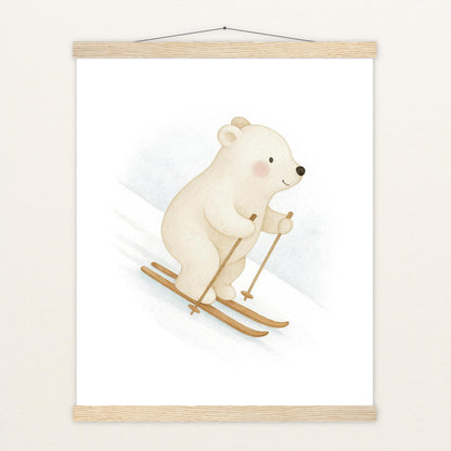Pummel der Polarbär - Motiv: "Ski" Poster mit Leisten von tinylearner