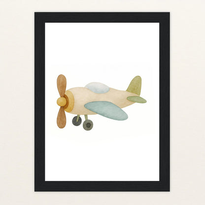 Propellerflugzeug Poster mit Holzrahmen von tinylearner