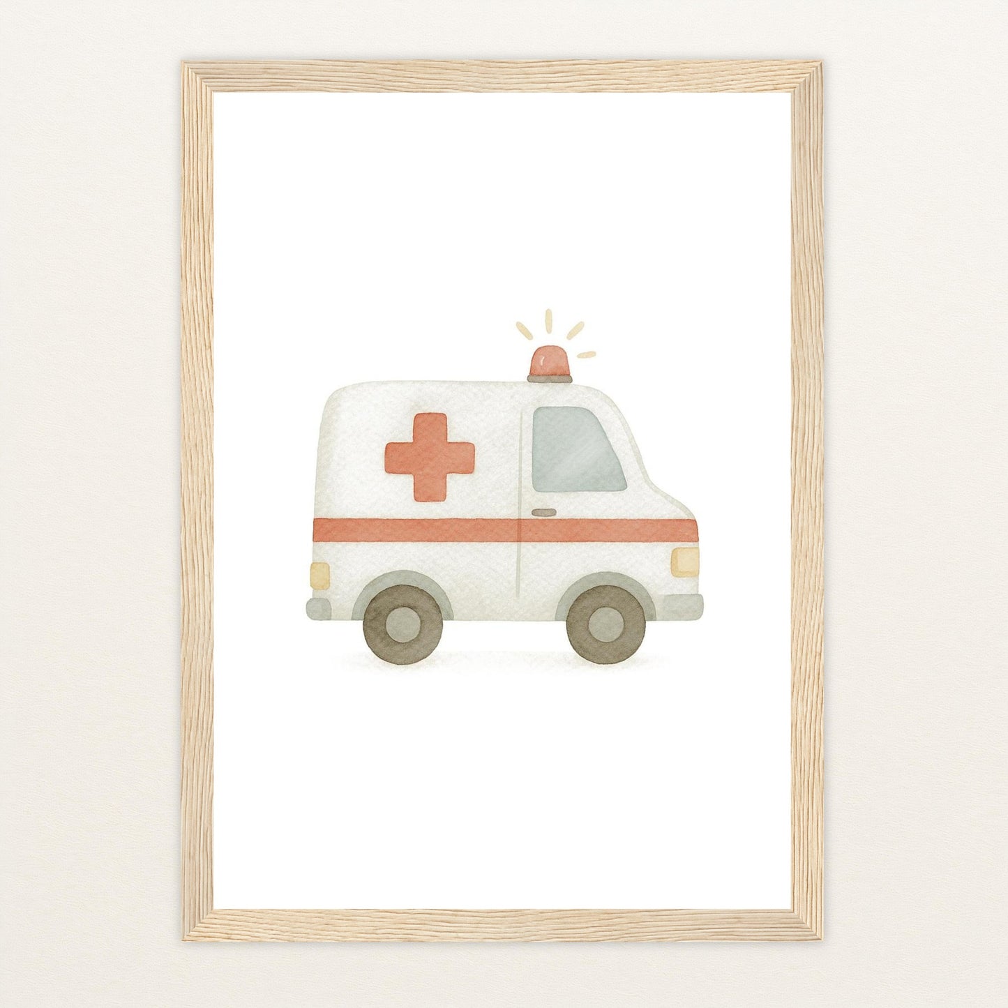 Krankenwagen Poster mit Holzrahmen von tinylearner