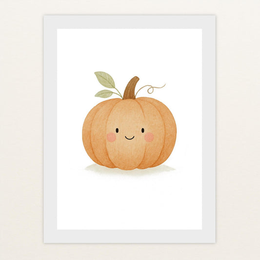 Gemüse: Kürbis Poster mit Holzrahmen von tinylearner