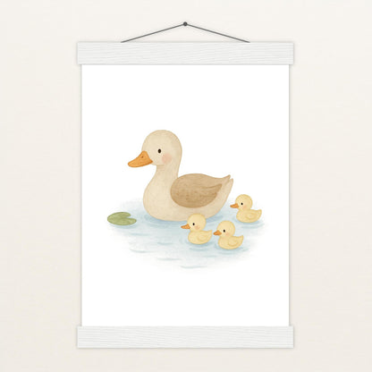 Gusi die Gans - Motiv: "Teich" Poster mit Leisten von tinylearner