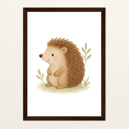 Iggi der Igel Poster mit Holzrahmen von tinylearner