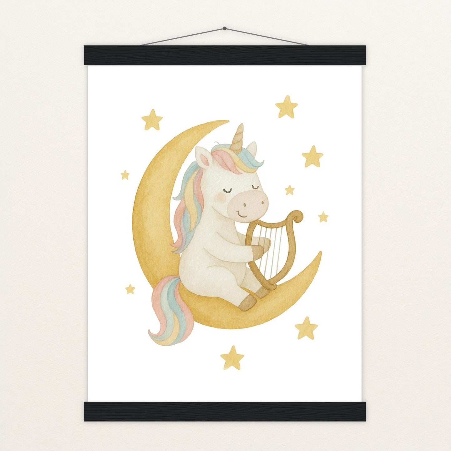 Luni das Einhorn - Motiv: "Mond" Poster mit Leisten von tinylearner
