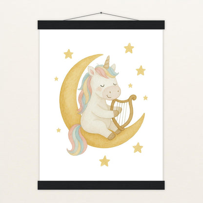 Luni das Einhorn - Motiv: "Mond" Poster mit Leisten von tinylearner