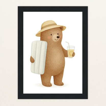 Balu der Bär - Motiv: "Strandtag" Poster mit Holzrahmen von tinylearner