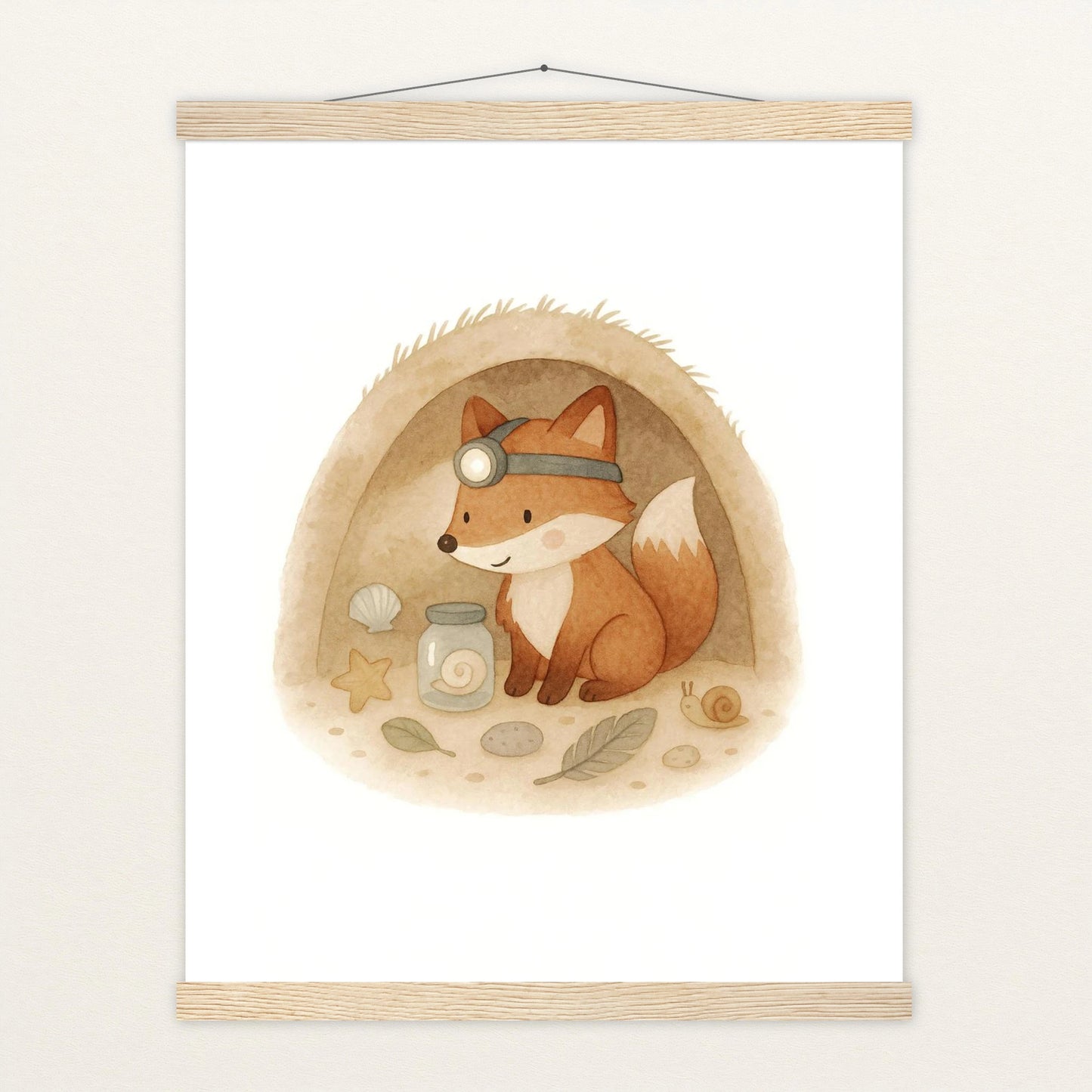 Finnegan der Fuchs - Motiv: "Höhle" Poster mit Leisten von tinylearner