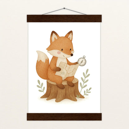 Finnegan der Fuchs - Motiv: "Abenteuerlust" Poster mit Leisten von tinylearner