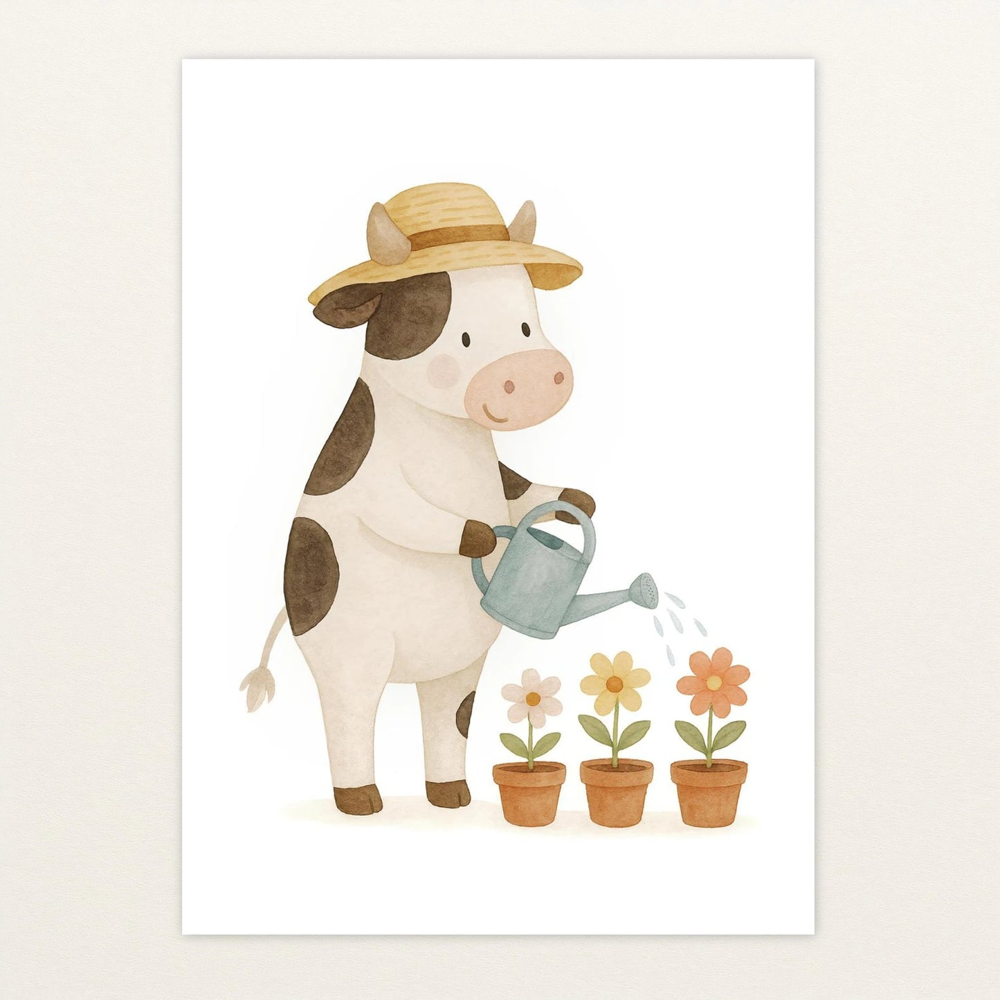 Klara die Kuh - Motiv: "Blumengießen" Poster von tinylearner