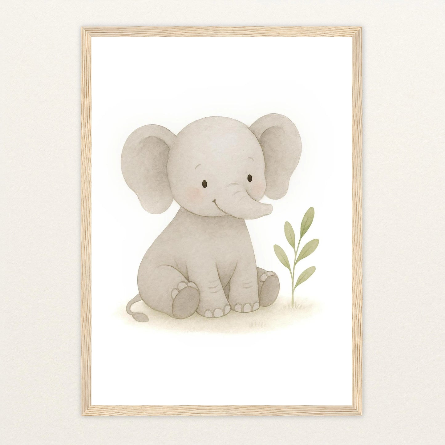 Emil der Elefant Poster mit Holzrahmen von tinylearner