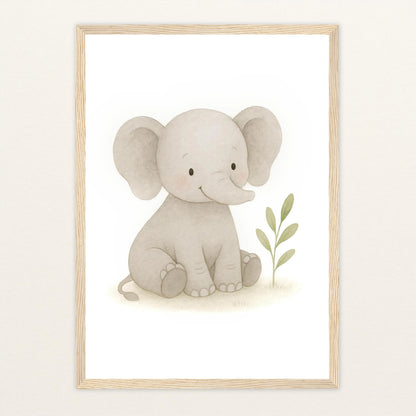 Emil der Elefant Poster mit Holzrahmen von tinylearner