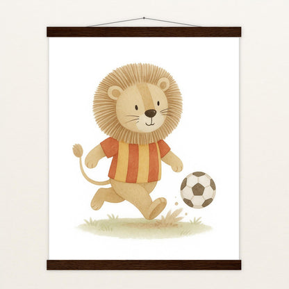 Leo der Löwe - Motiv: "Fußball" Poster mit Leisten von tinylearner