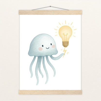 Quinn die Qualle - Motiv: "Glühbirne" Poster mit Leisten von tinylearner