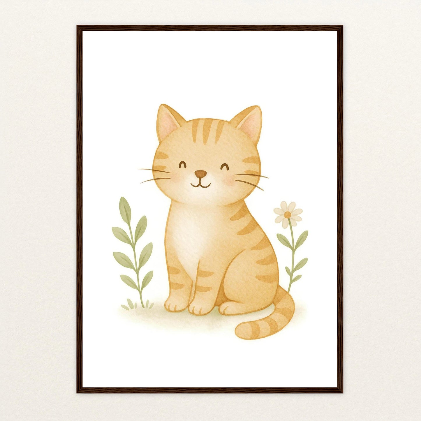 Kira die Katze Poster mit Holzrahmen von tinylearner