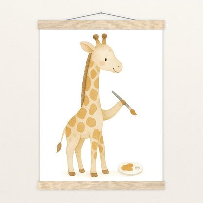 Greta die Giraffe - Motiv: "Malen" Poster mit Leisten von tinylearner