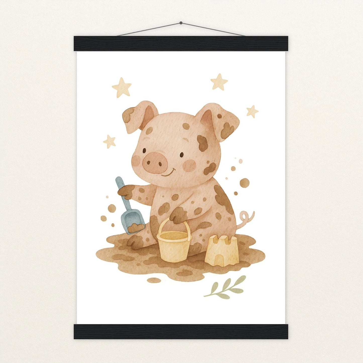 Susi das Schwein - Motiv: "Sandkasten" Poster mit Leisten von tinylearner