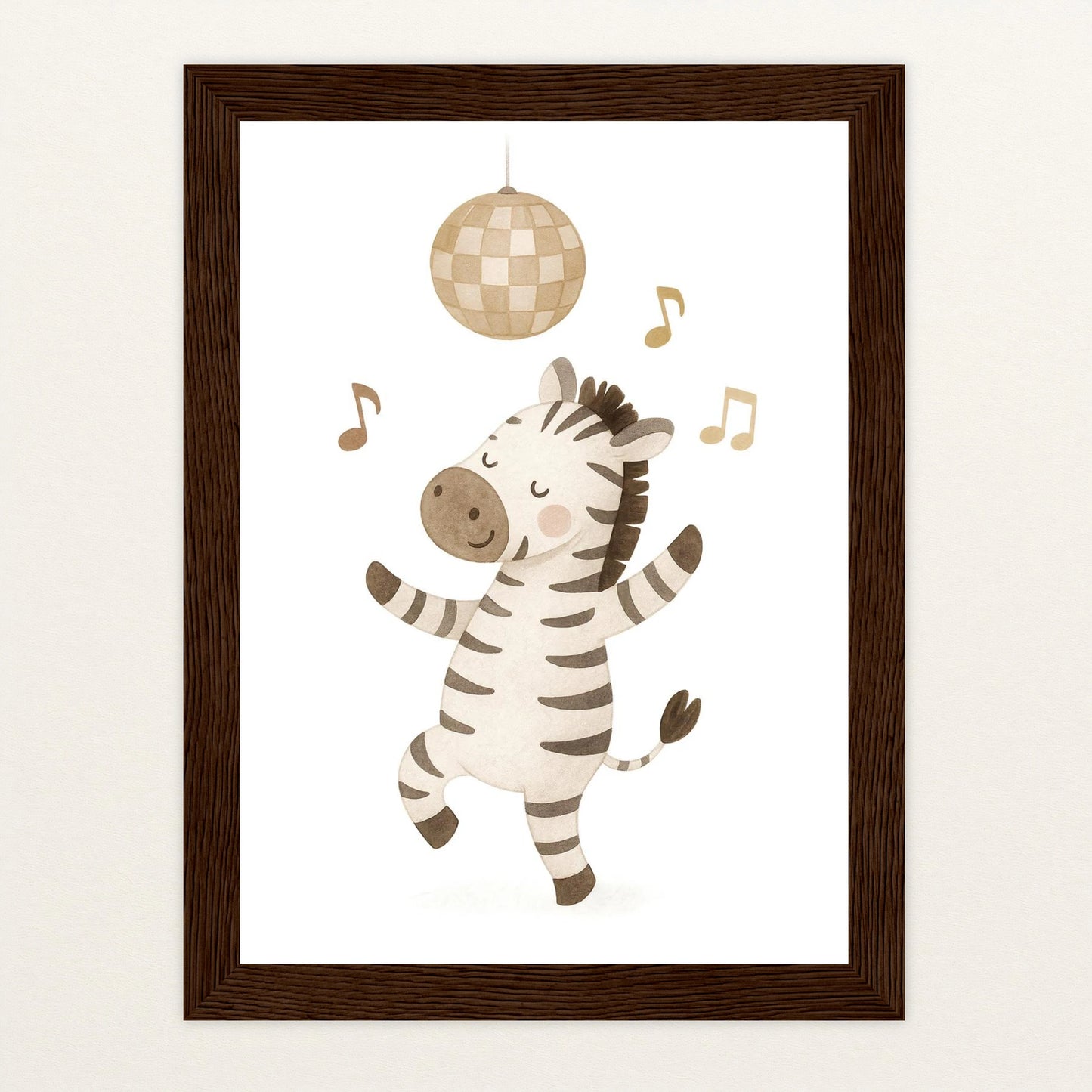 Zinni das Zebra - Motiv: "Tanzen" Poster mit Holzrahmen von tinylearner