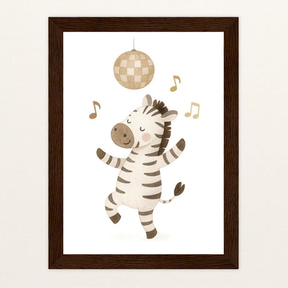 Zinni das Zebra - Motiv: "Tanzen" Poster mit Holzrahmen von tinylearner