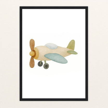 Propellerflugzeug Poster mit Holzrahmen von tinylearner