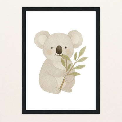 Kori der Koala - Motiv: "Eukalyptus" Poster mit Holzrahmen von tinylearner