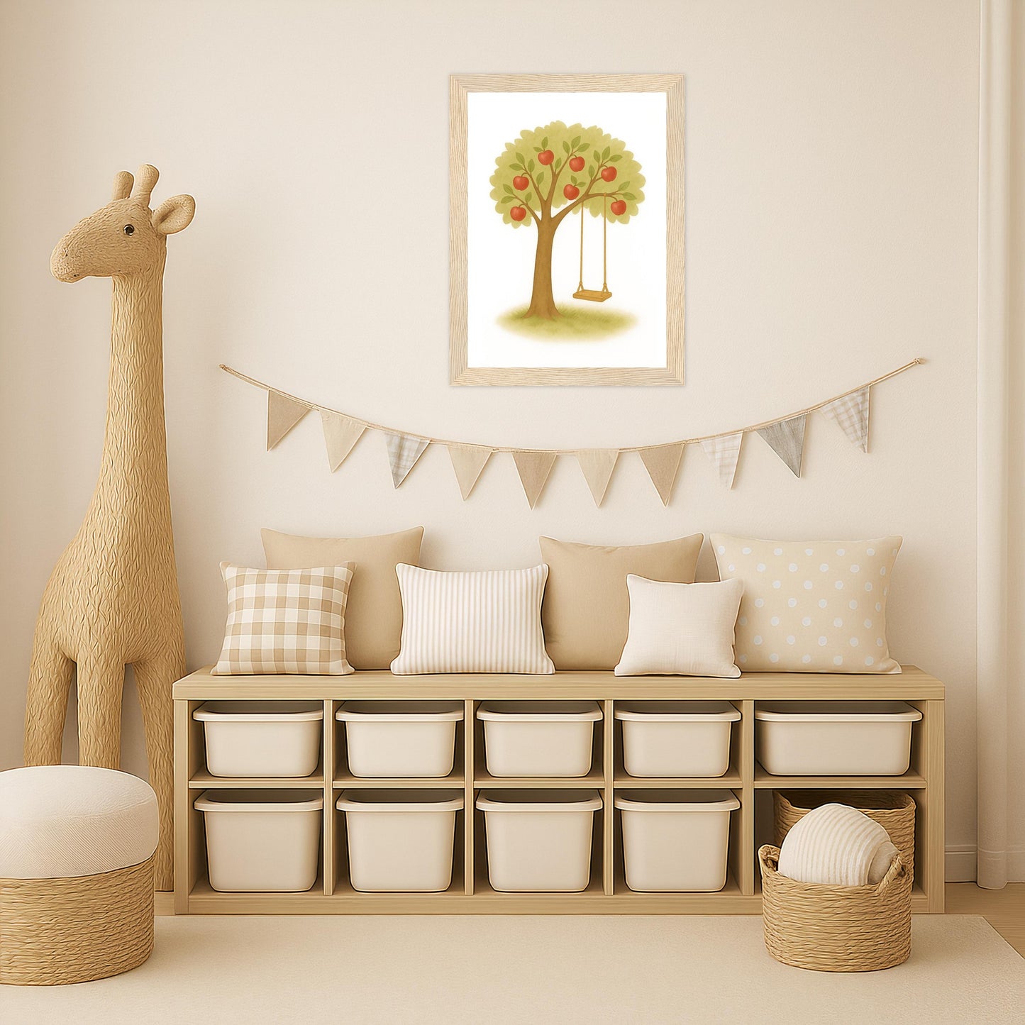 Apfelbaum Poster mit Holzrahmen von tinylearner