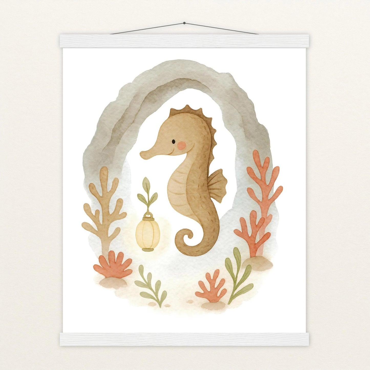 Suri das Seepferdchen - Motiv: "Höhle" Poster mit Leisten von tinylearner