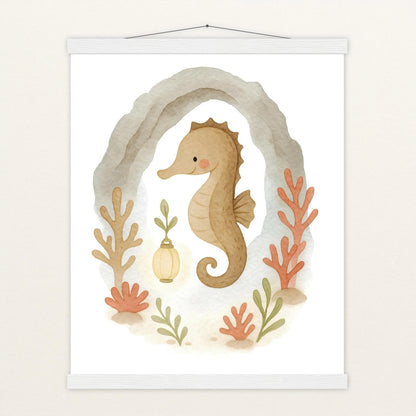 Suri das Seepferdchen - Motiv: "Höhle" Poster mit Leisten von tinylearner