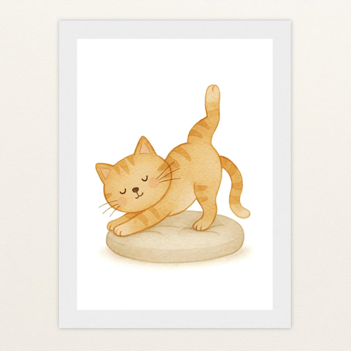 Kira die Katze - Motiv: "Yoga" Poster mit Holzrahmen von tinylearner