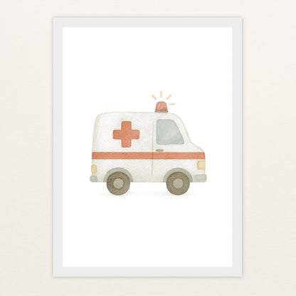 Krankenwagen Poster mit Holzrahmen von tinylearner