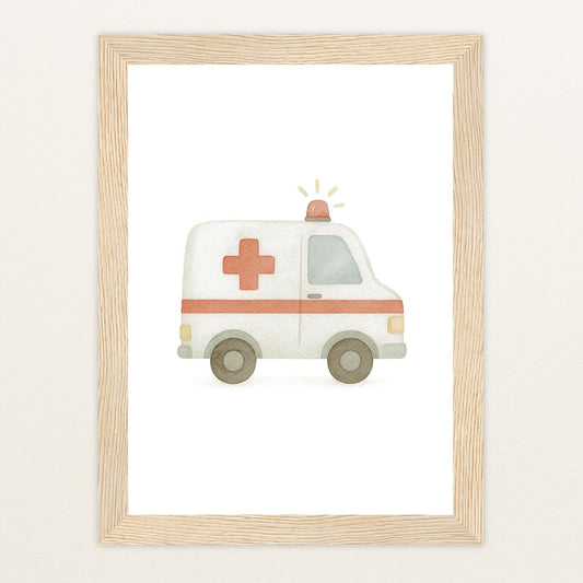 Krankenwagen Poster mit Holzrahmen von tinylearner