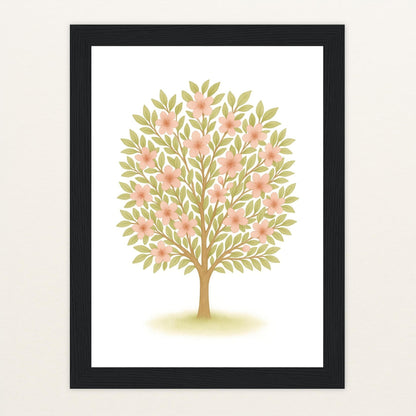 Kirschbaum Poster mit Holzrahmen von tinylearner