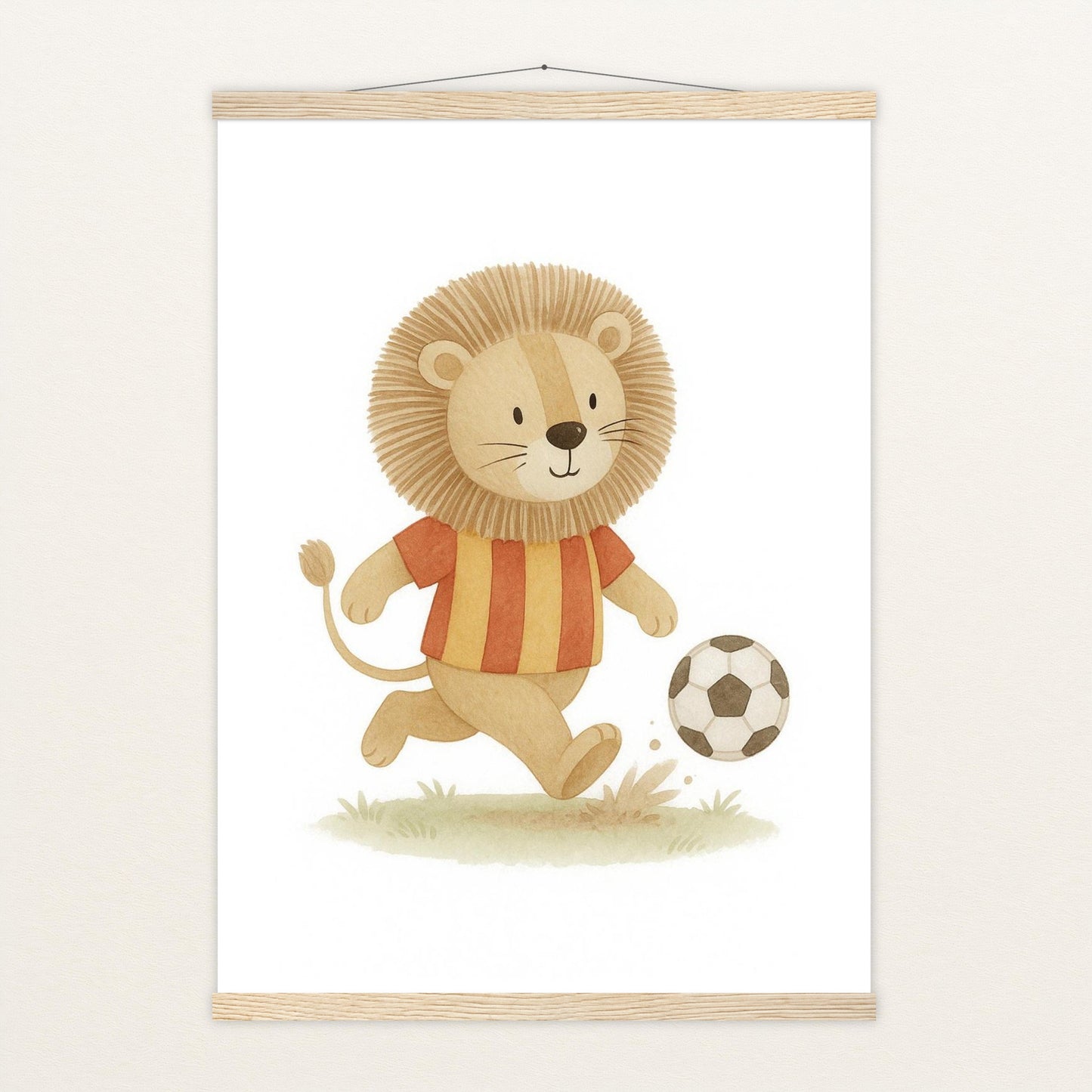 Leo der Löwe - Motiv: "Fußball" Poster mit Leisten von tinylearner