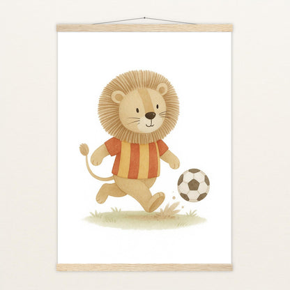 Leo der Löwe - Motiv: "Fußball" Poster mit Leisten von tinylearner