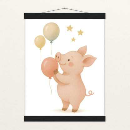 Susi das Schwein - Motiv: "Ballons" Poster mit Leisten von tinylearner