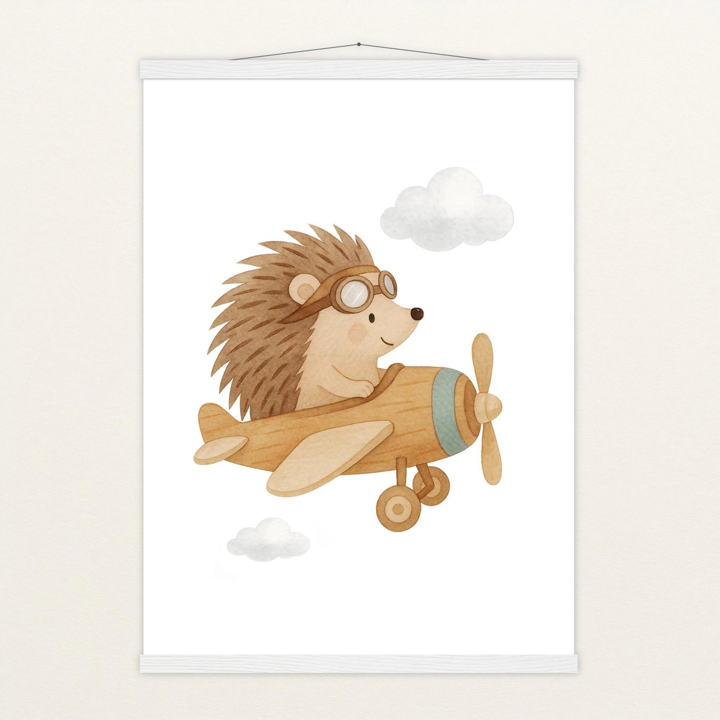 Iggi der Igel - Motiv: "Flugzeug" Poster mit Leisten von tinylearner