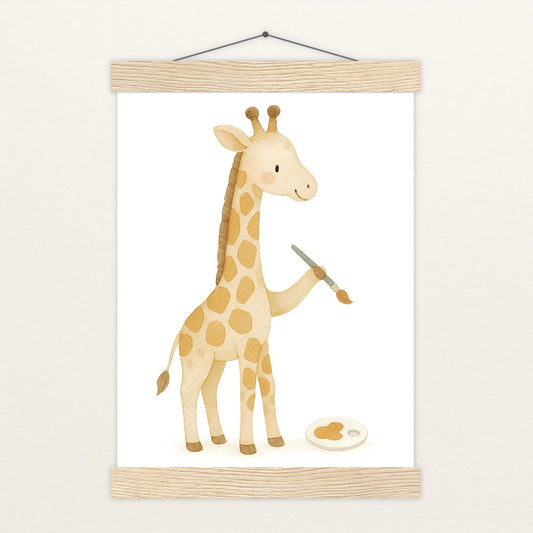 Greta die Giraffe - Motiv: "Malen" Poster mit Leisten von tinylearner