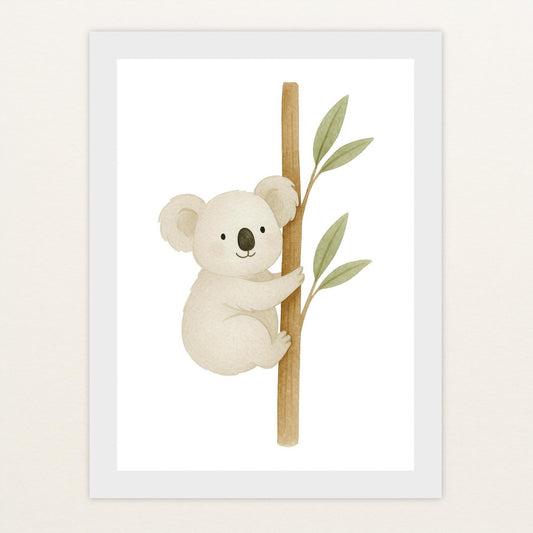 Kori der Koala Poster mit Holzrahmen von tinylearner