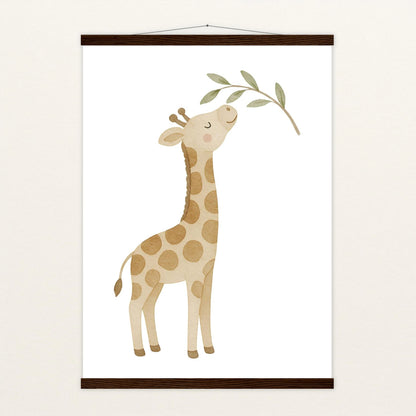 Greta die Giraffe - Motiv: "Blätter" Poster mit Leisten von tinylearner