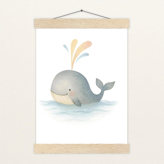 Willi der Wal - Motiv: "Freude" Poster mit Leisten von tinylearner