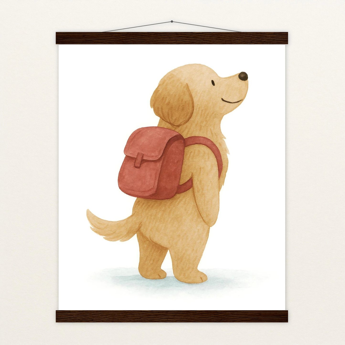 Hugo der Hund - Motiv: "Rucksack" Poster mit Leisten von tinylearner