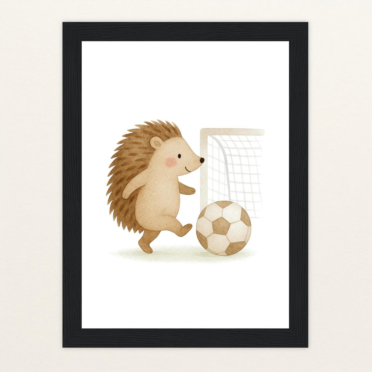 Iggi der Igel - Motiv: "Fußball" Poster mit Holzrahmen von tinylearner
