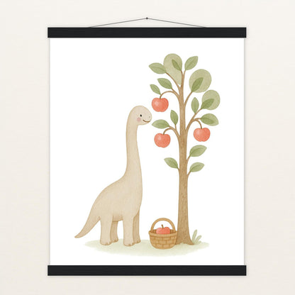 Dinosaurier Brachiosaurus - Motiv: "Apfelbaum" Poster mit Leisten von tinylearner