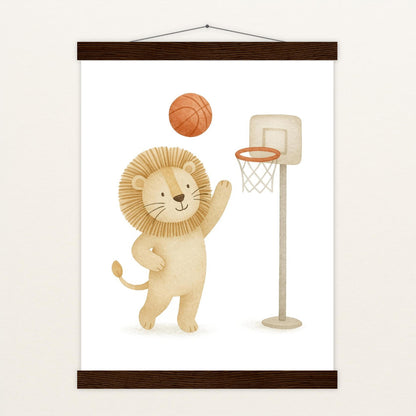 Leo der Löwe - Motiv: "Basketball" Poster mit Leisten von tinylearner