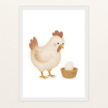 Hanni das Huhn - Motiv: "Ei" Poster mit Holzrahmen von tinylearner