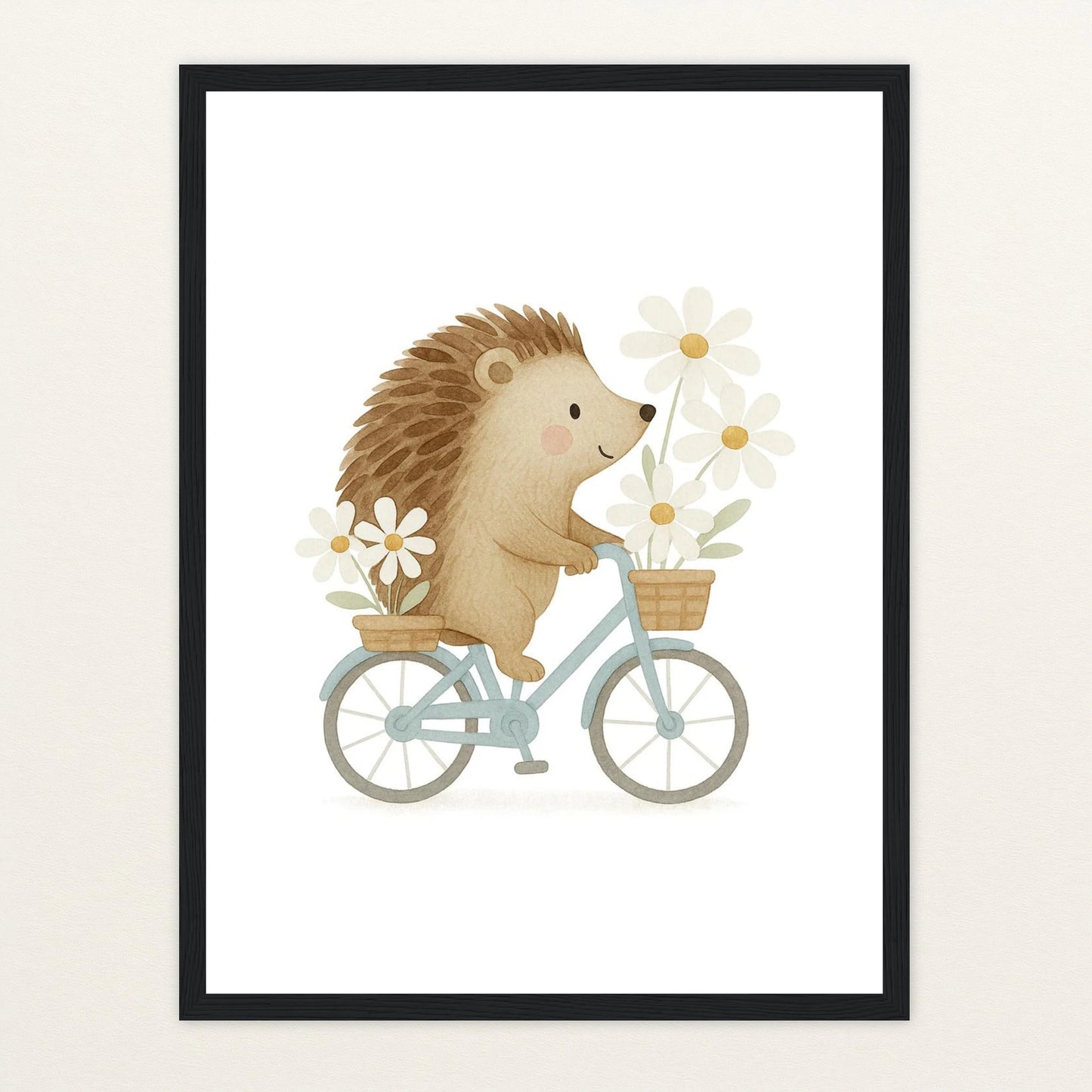 Iggi der Igel - Motiv: "Frühling" Poster mit Holzrahmen von tinylearner